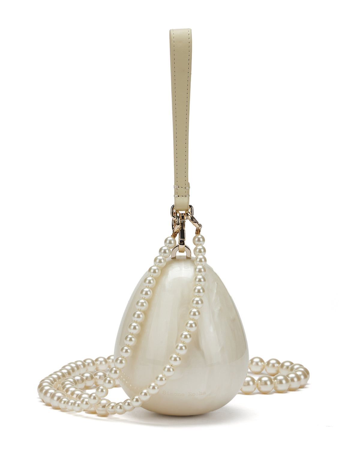 Embellished pearl crossbody micro egg bag