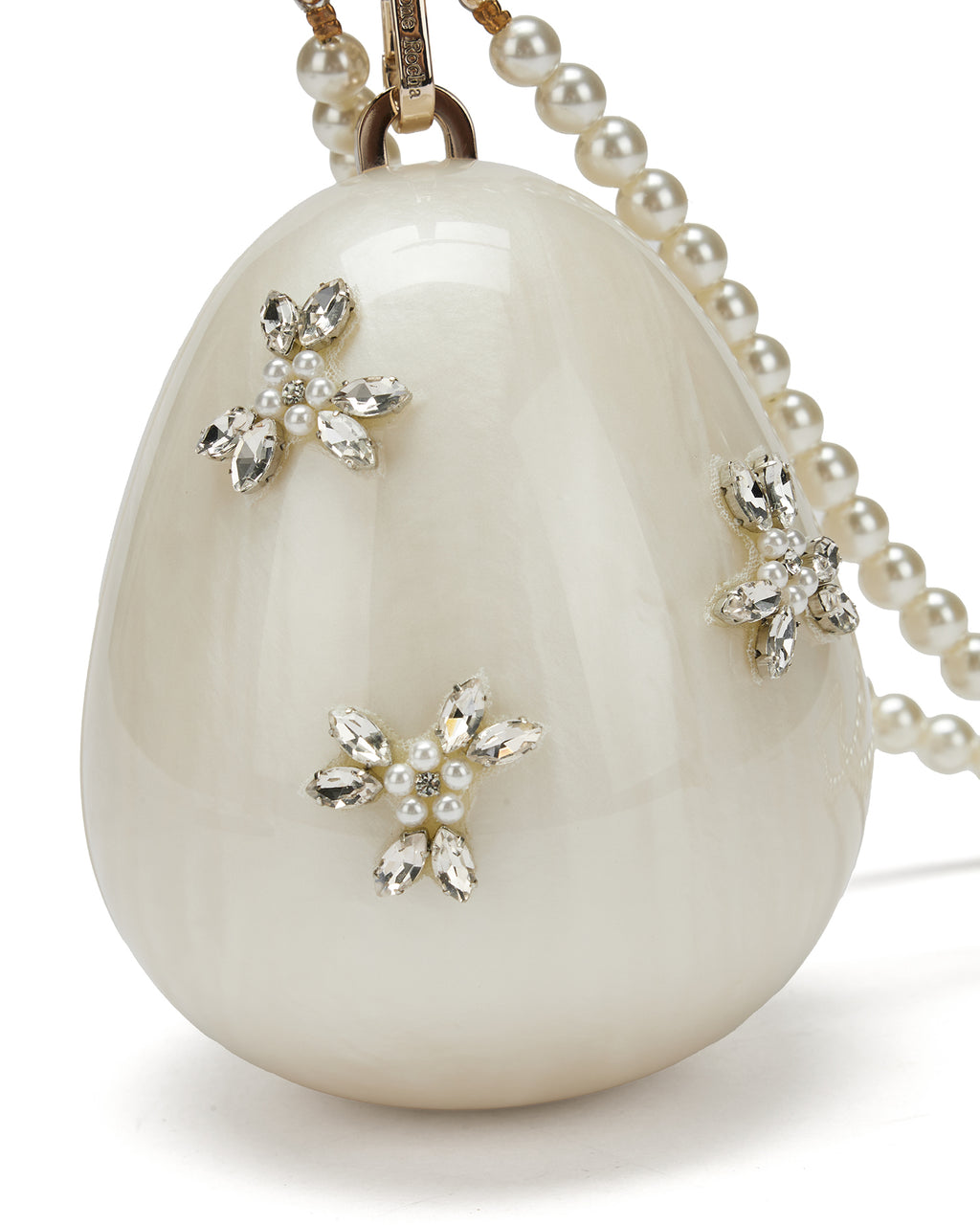Embellished pearl crossbody micro egg bag