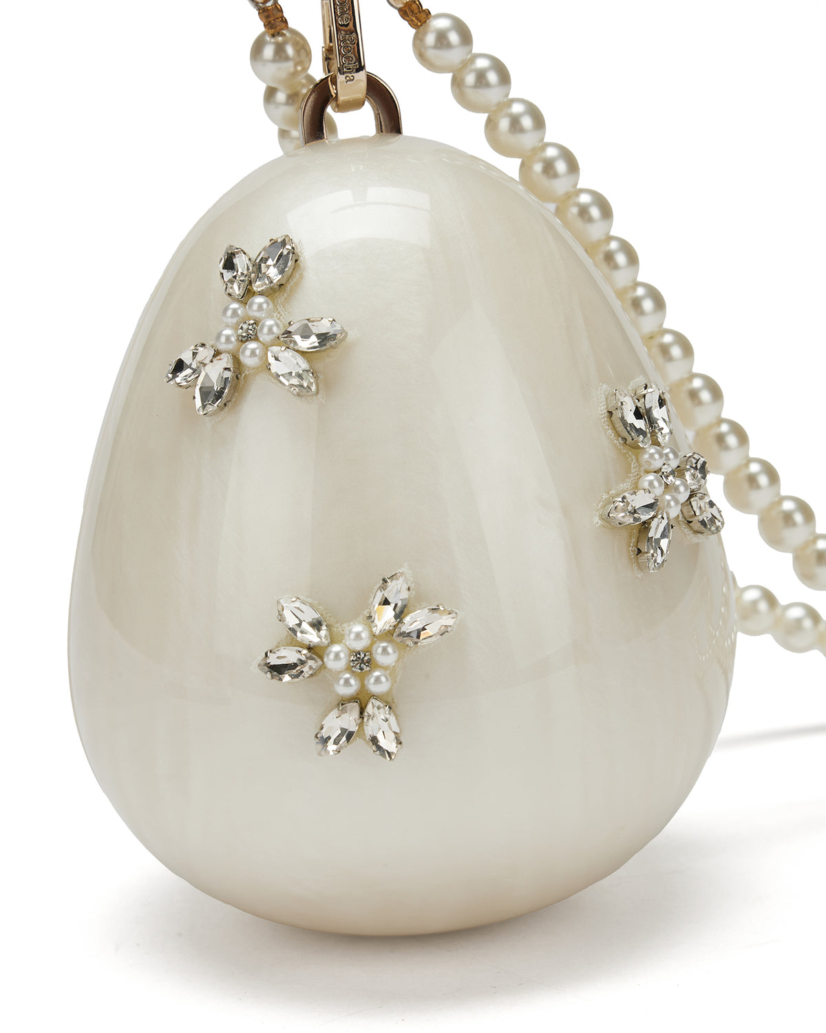 Embellished pearl crossbody micro egg bag