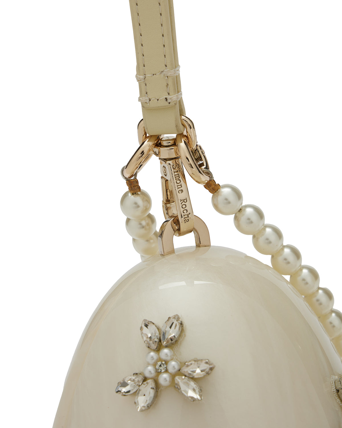 Embellished pearl crossbody micro egg bag