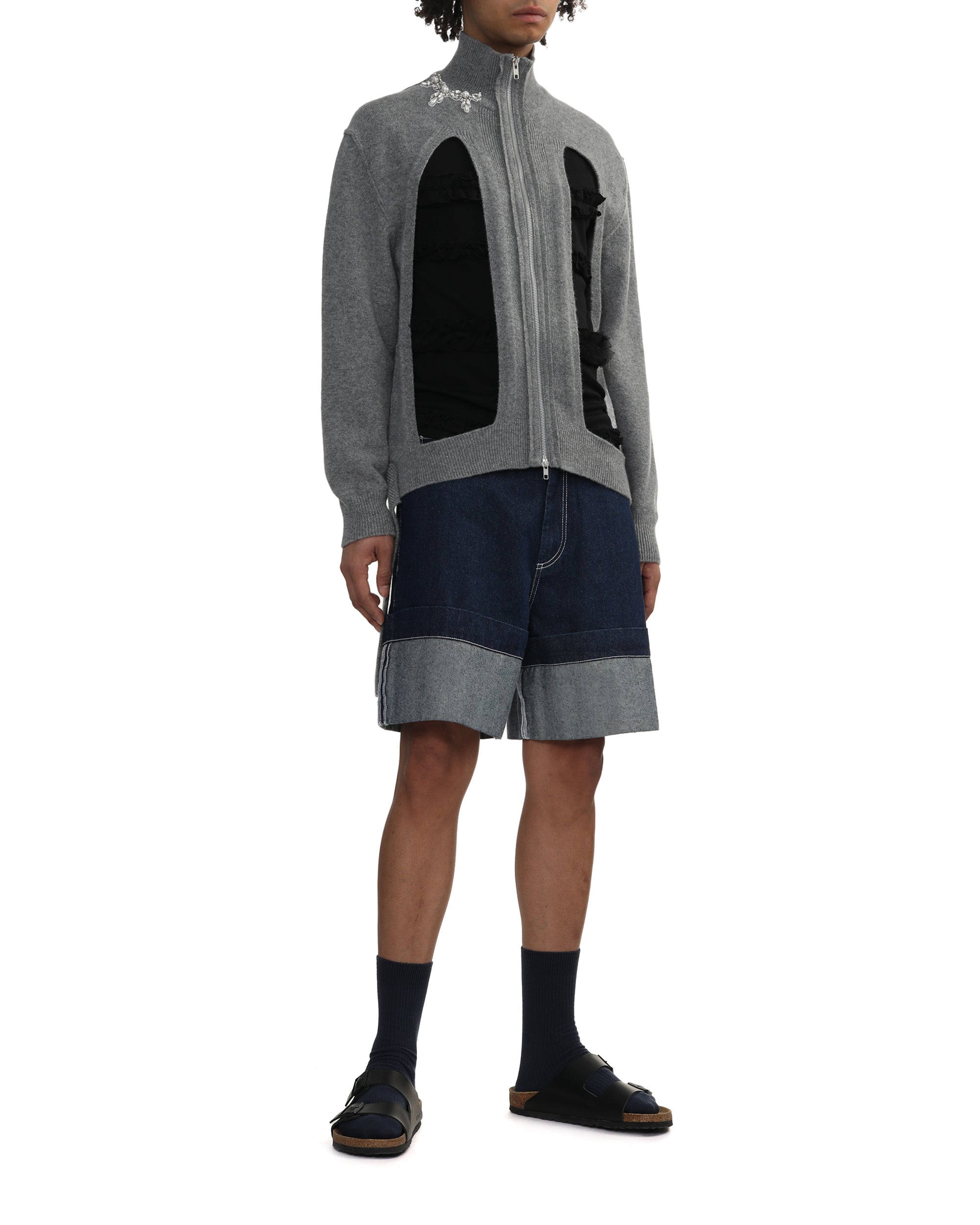 Window zip-up cardigan