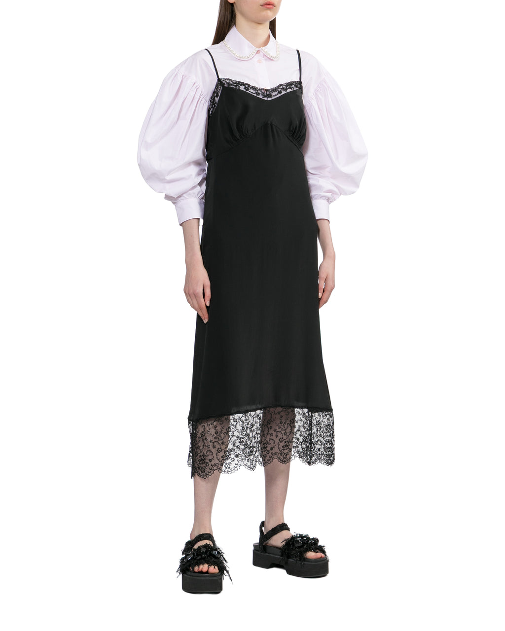 Lace trim slip dress