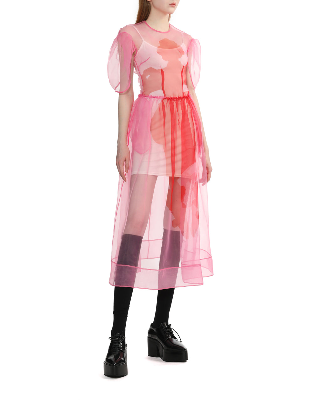 Petal sleeve dancing organza dress