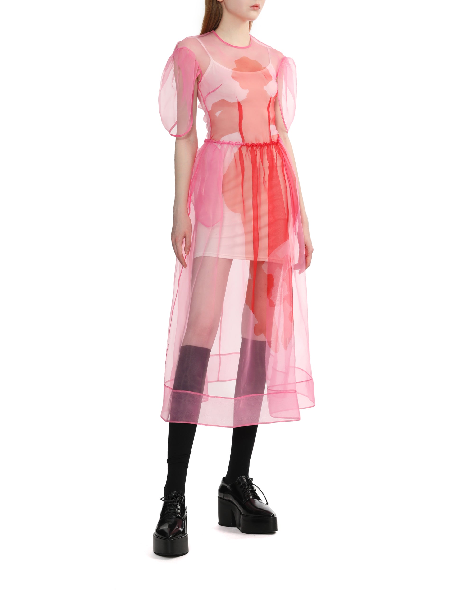 Petal sleeve dancing organza dress