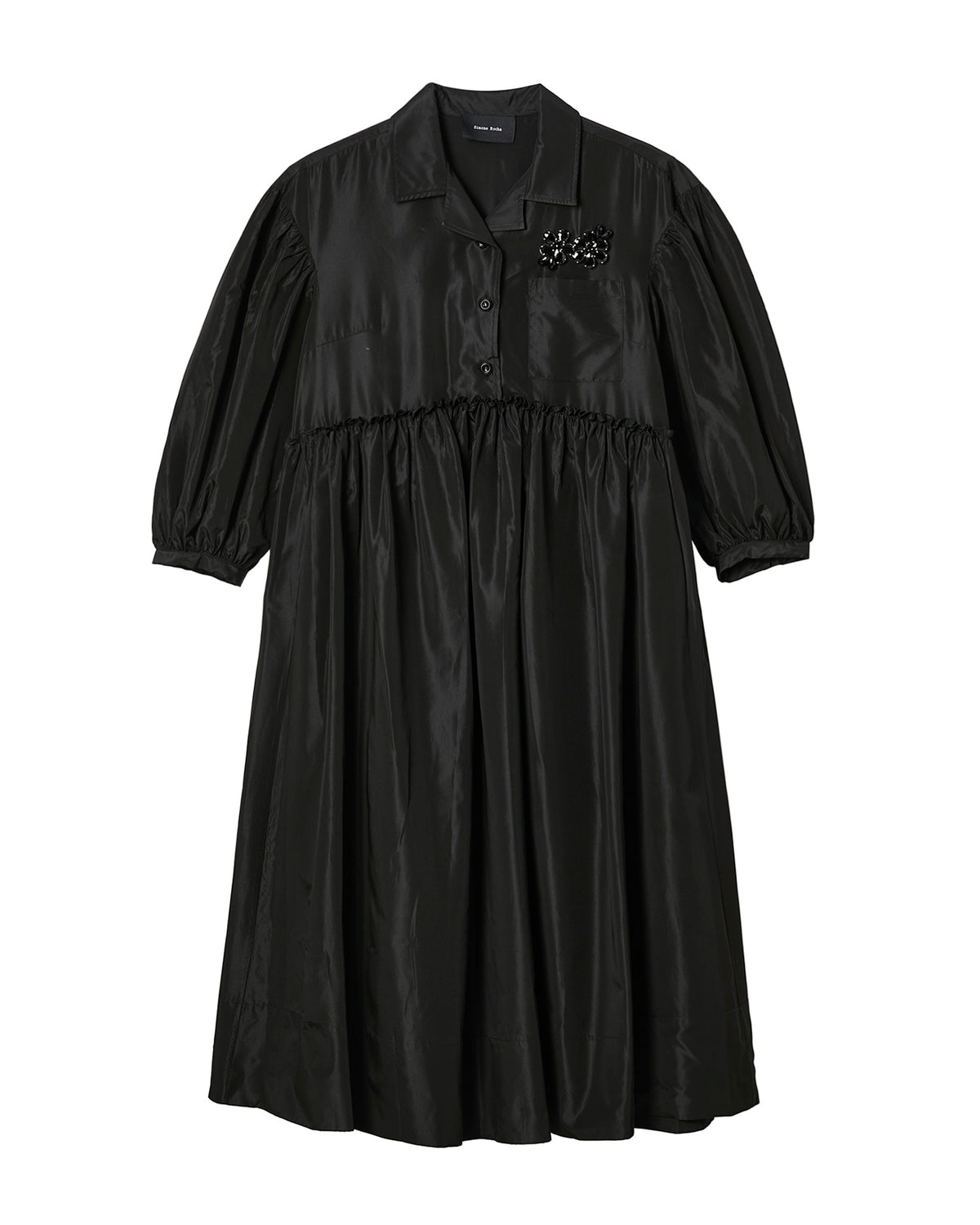 Embellished signature smock shirt dress