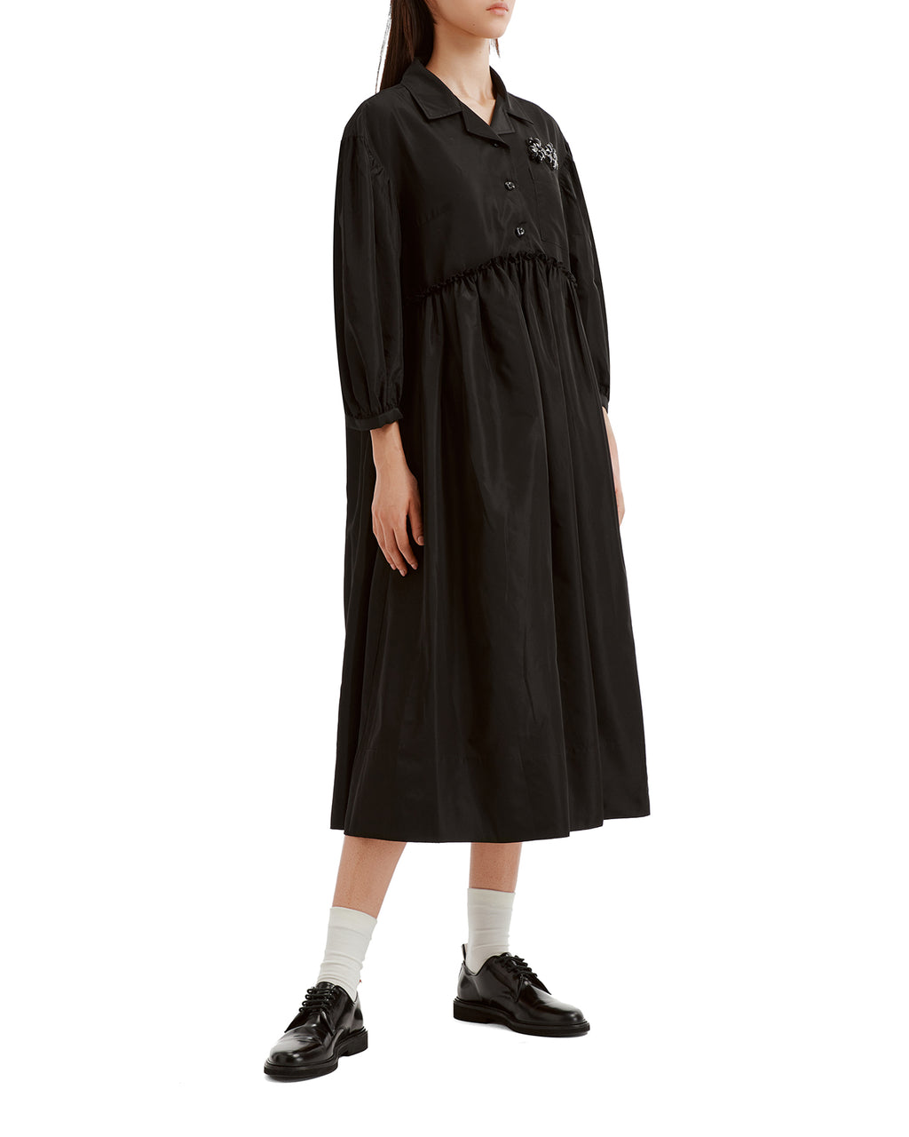 Embellished signature smock shirt dress