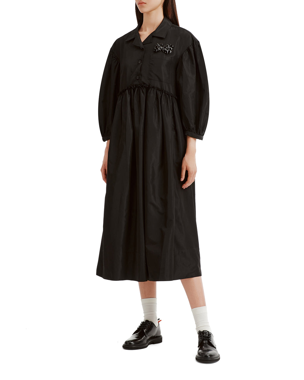 Embellished signature smock shirt dress