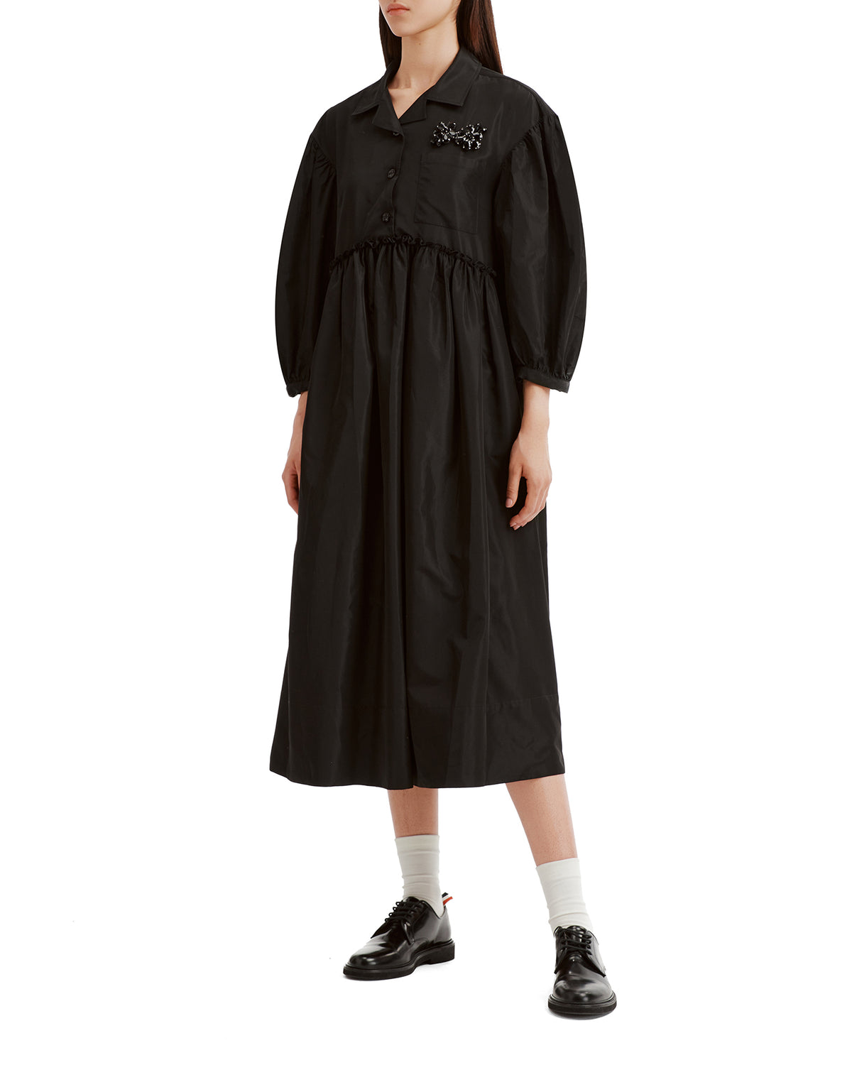Embellished signature smock shirt dress