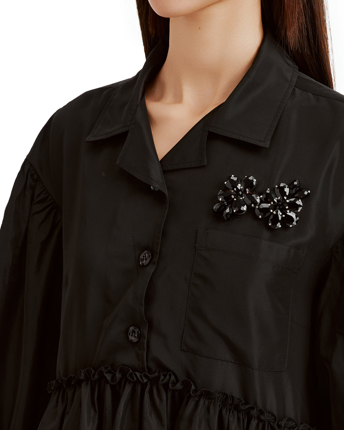 Embellished signature smock shirt dress