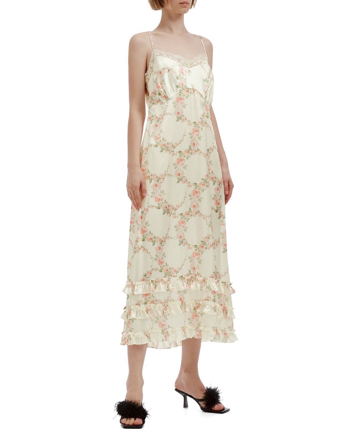 Ruffle frill hem slip dress