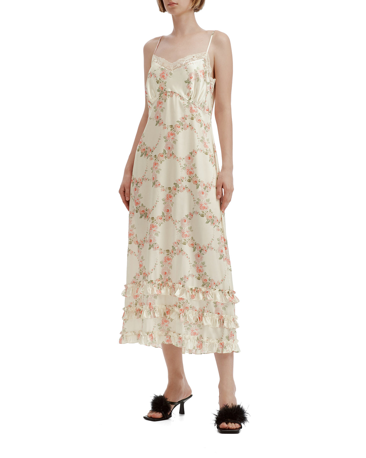 Ruffle frill hem slip dress
