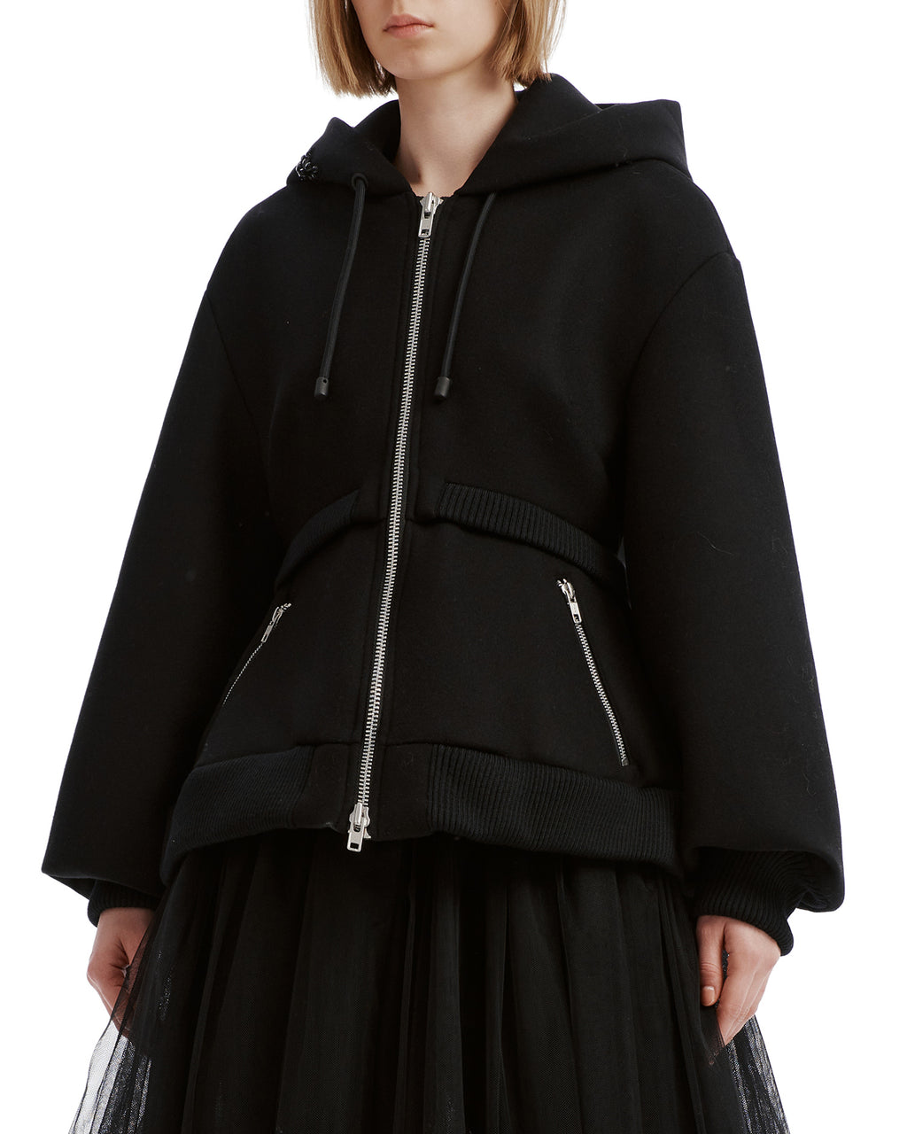 Zip-up hooded jacket