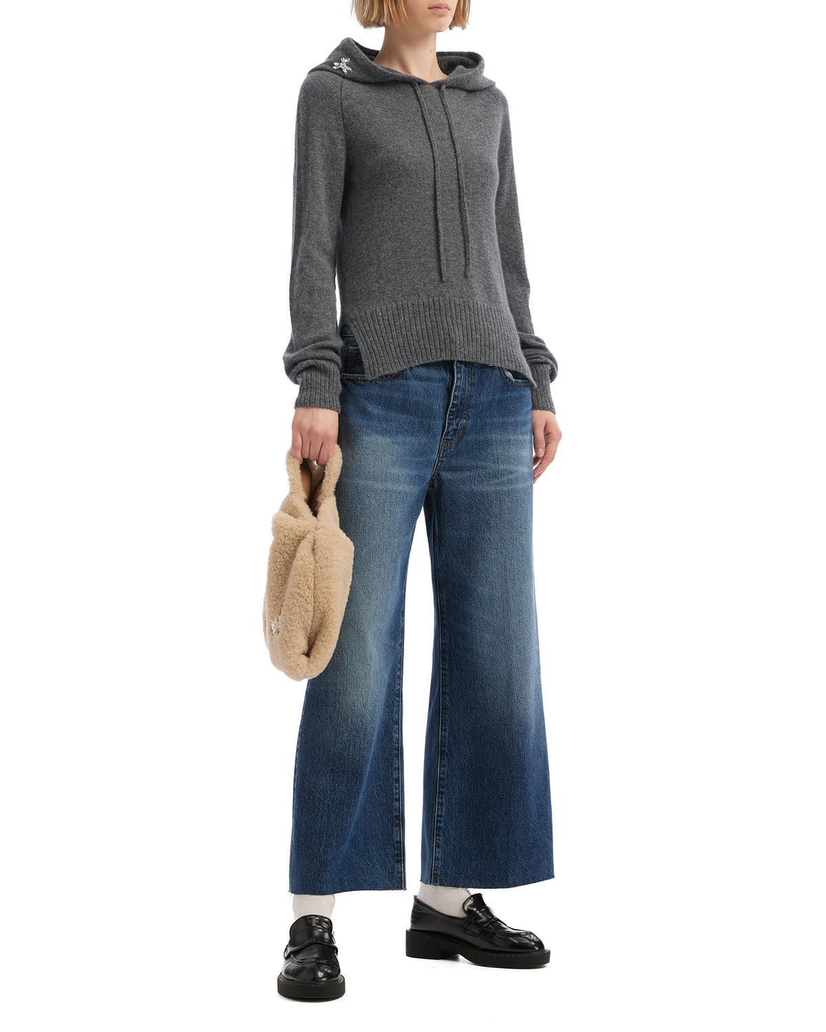 Turbo embellished relaxed cashmere hoodie