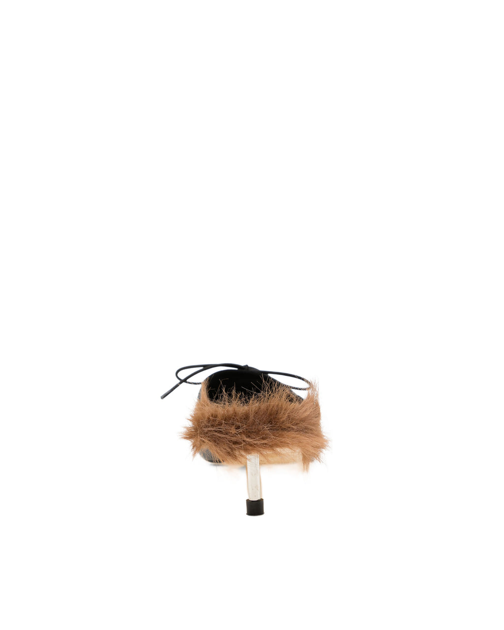 Faux fur lined pointe mule heel