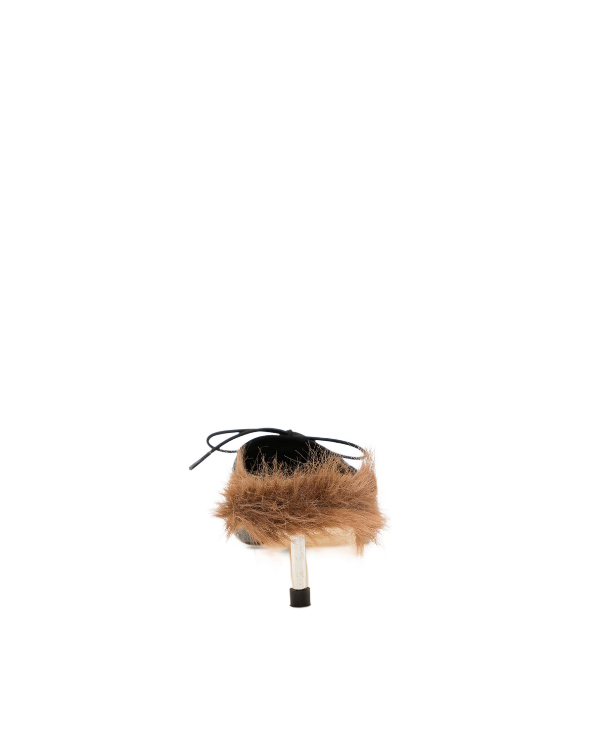 Faux fur lined pointe mule heel