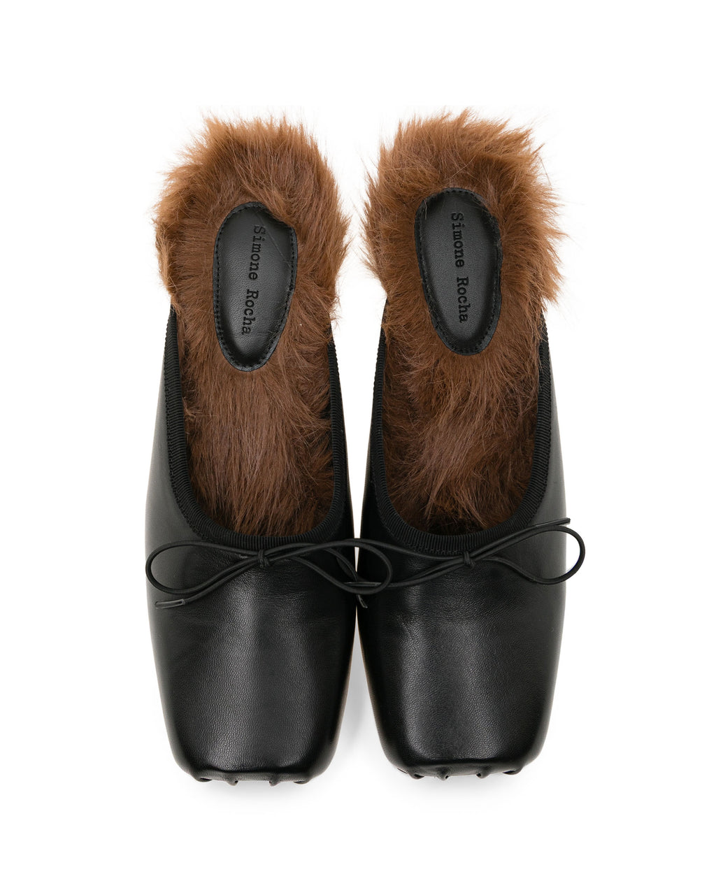 Faux fur lined pointe mule heel