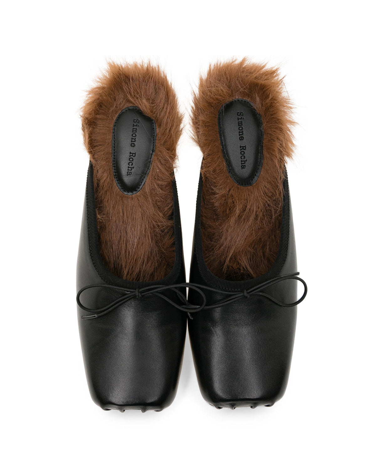 Faux fur lined pointe mule heel