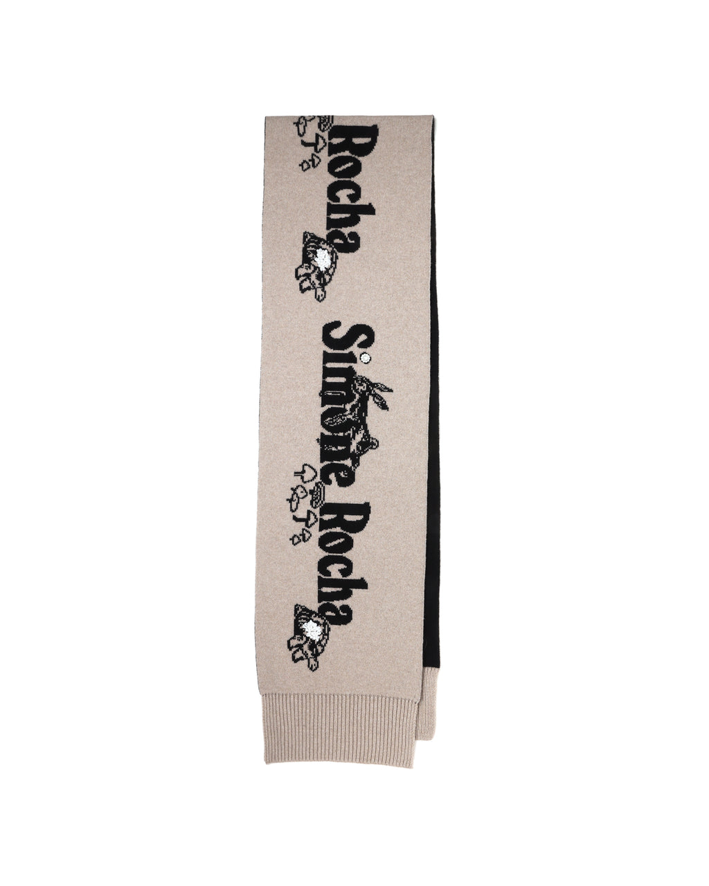 Long graphic logo knit scarf
