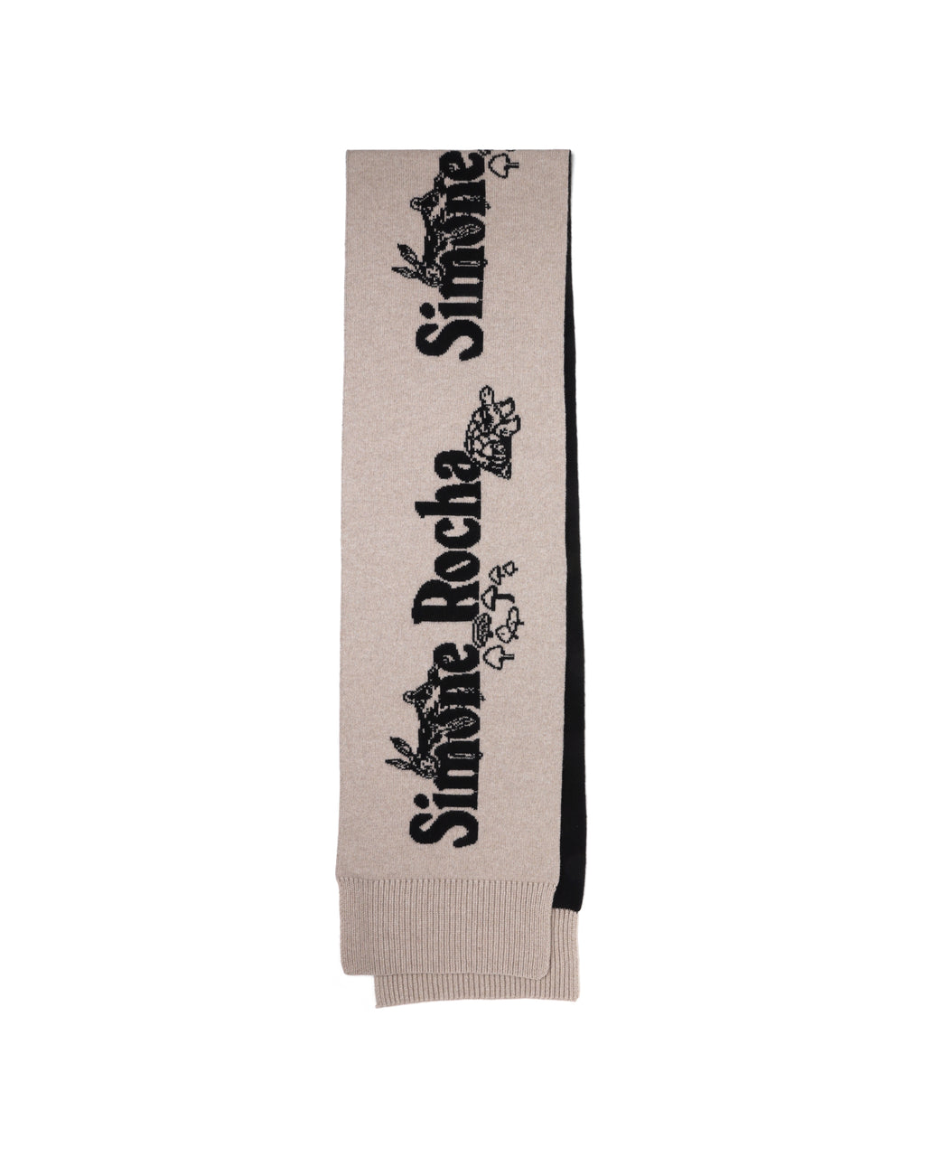 Long graphic logo knit scarf