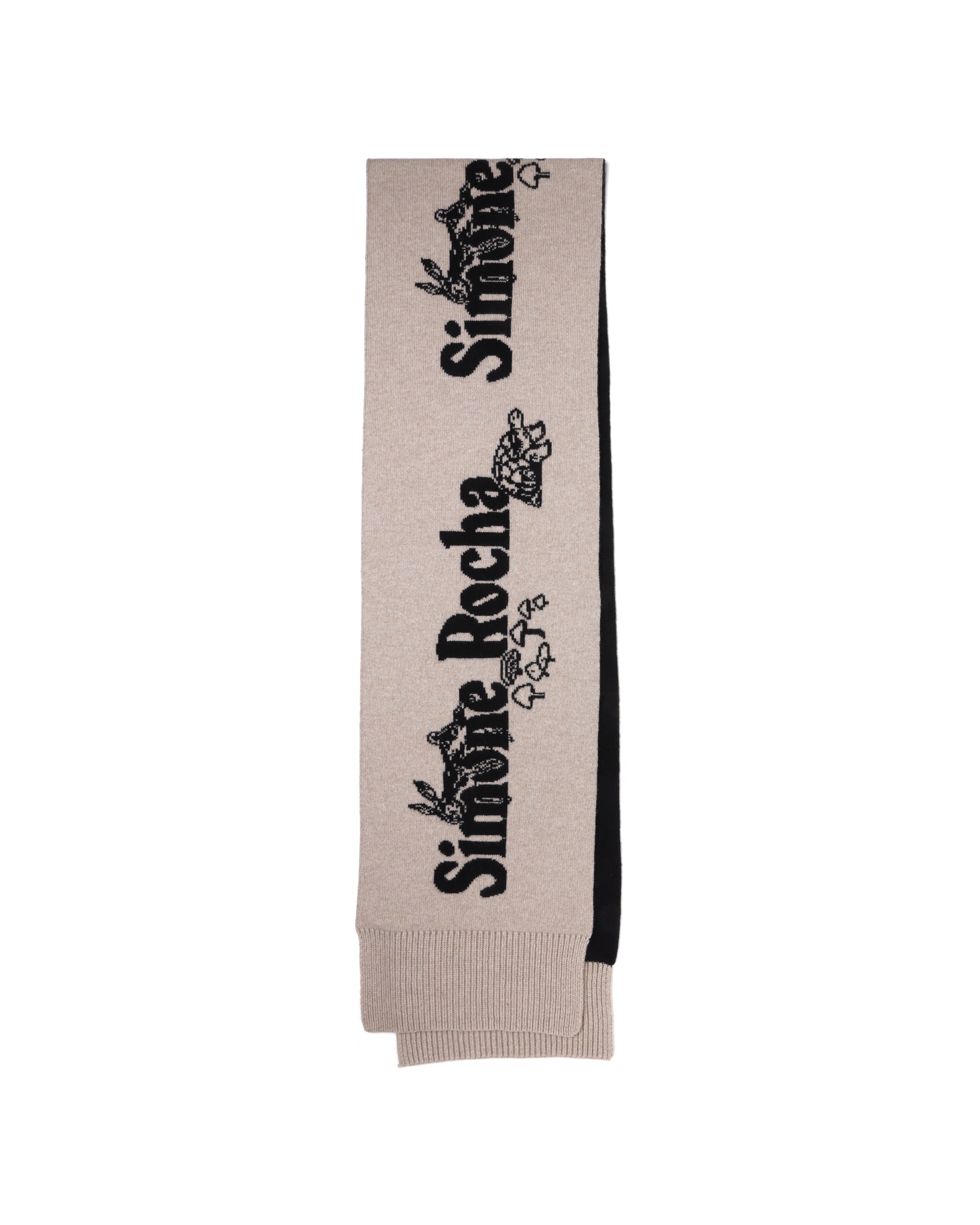 Long graphic logo knit scarf