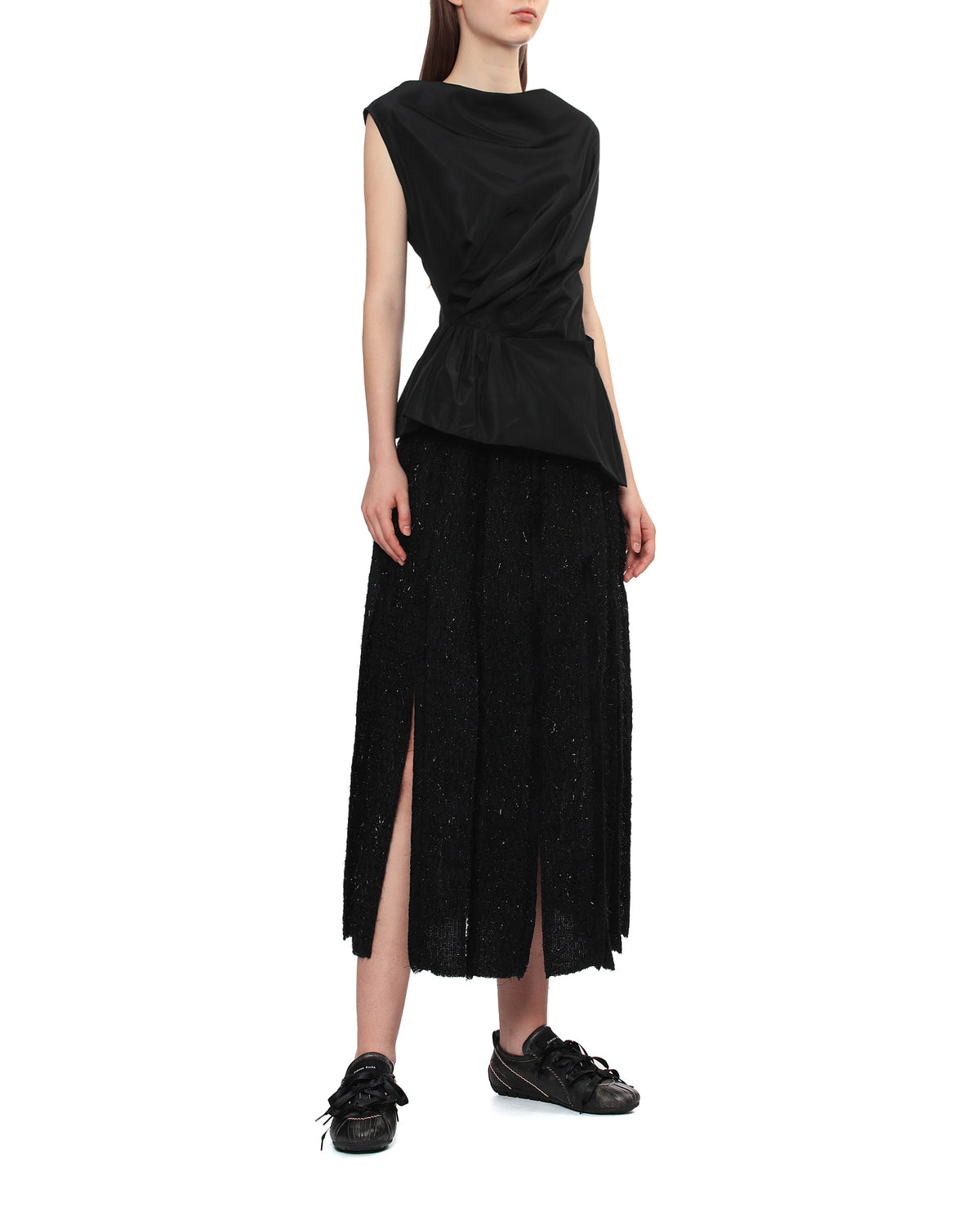 Textured midi-skirt