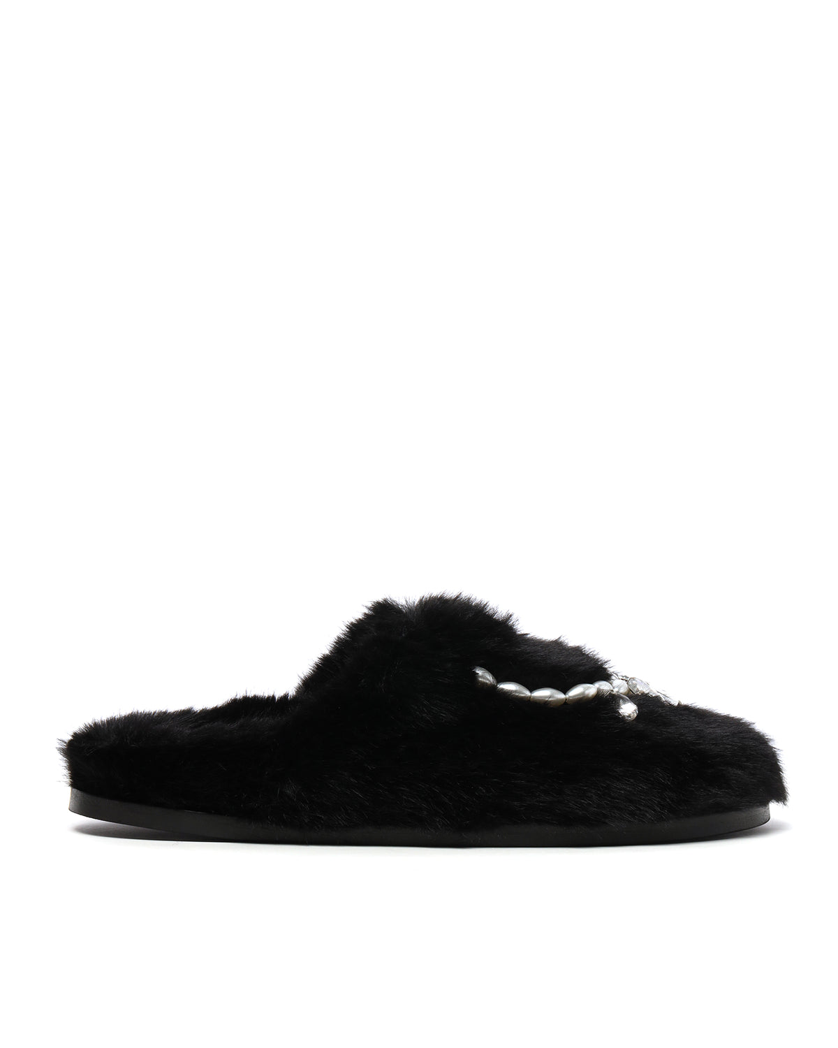 Embellished furry slippers