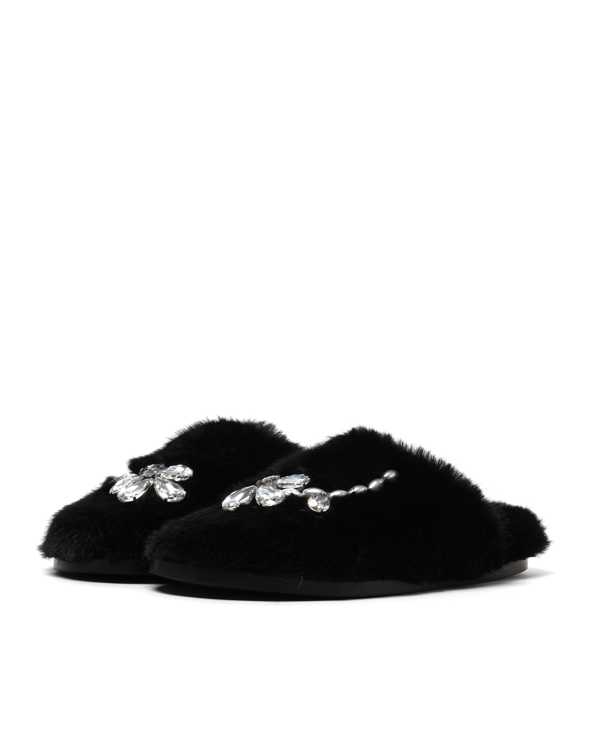 Embellished furry slippers