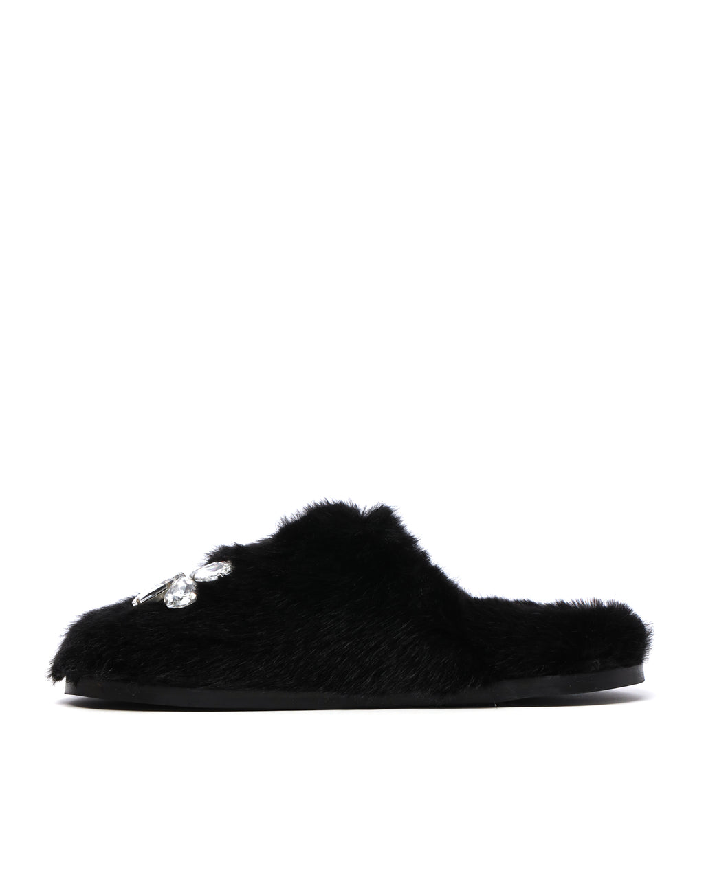 Embellished furry slippers
