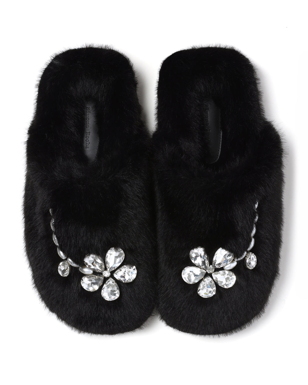 Embellished furry slippers