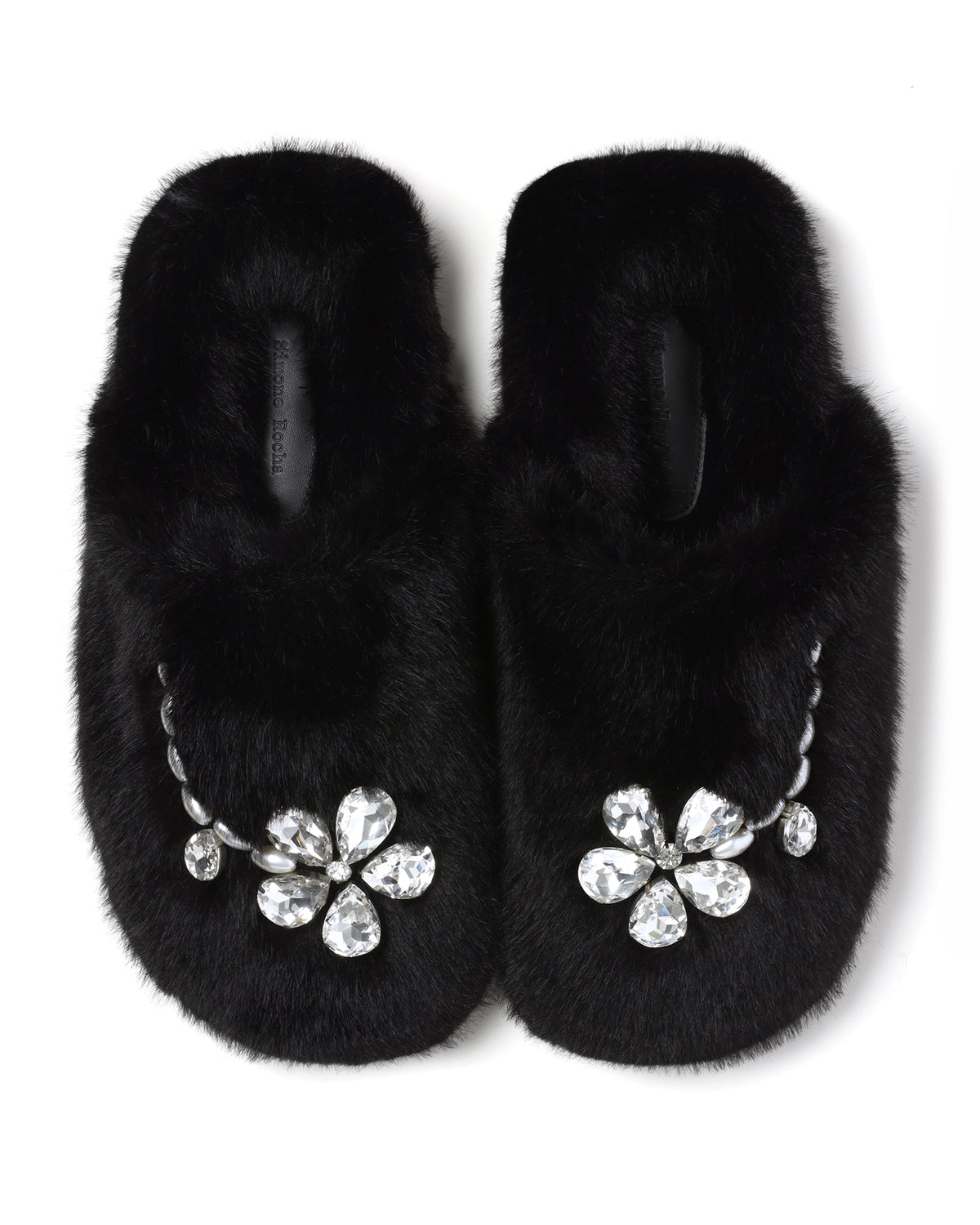 Embellished furry slippers