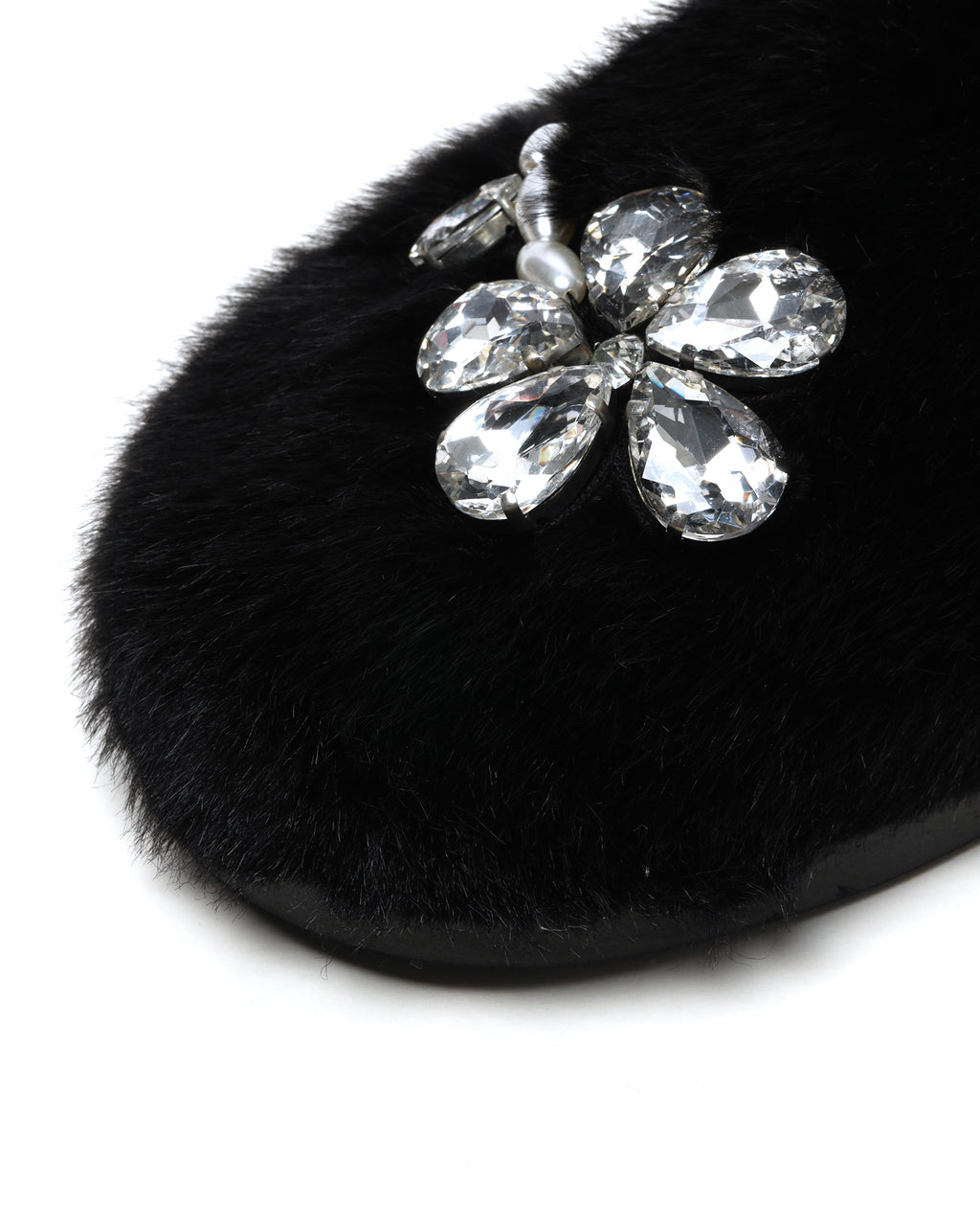 Embellished furry slippers