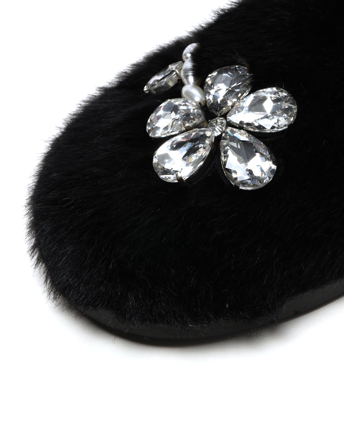 Embellished furry slippers