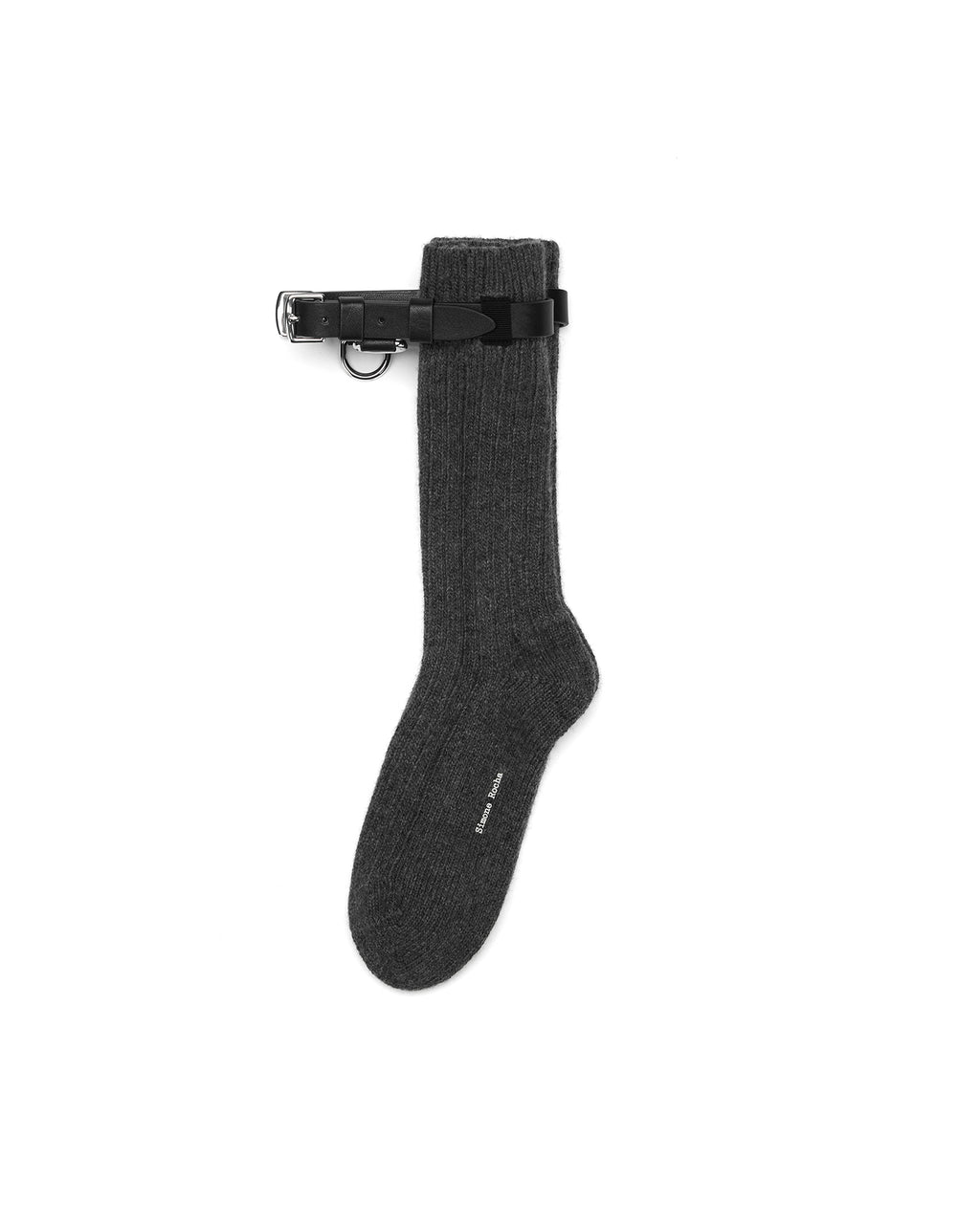 Chunky wool leather strap ankle socks