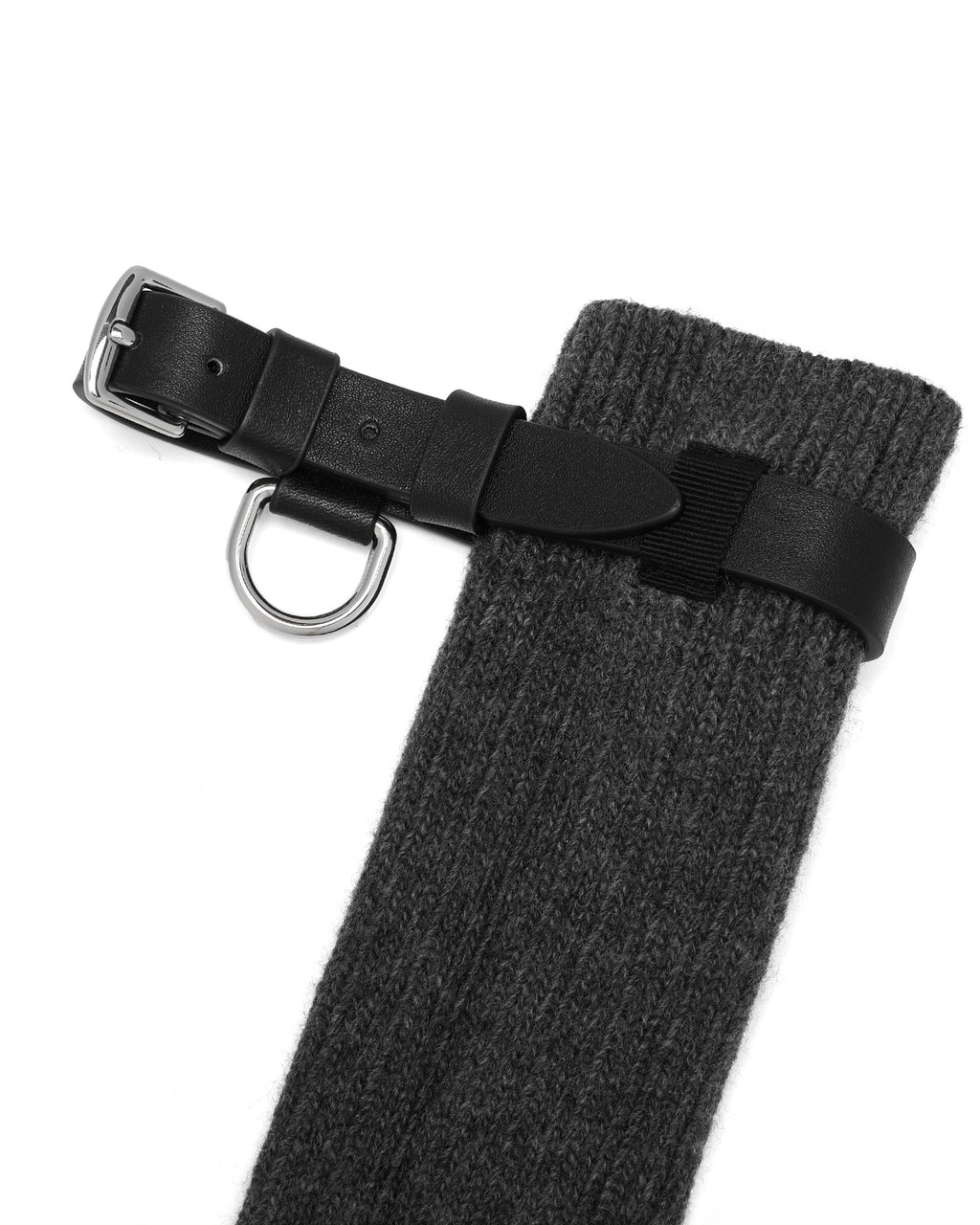 Chunky wool leather strap ankle socks
