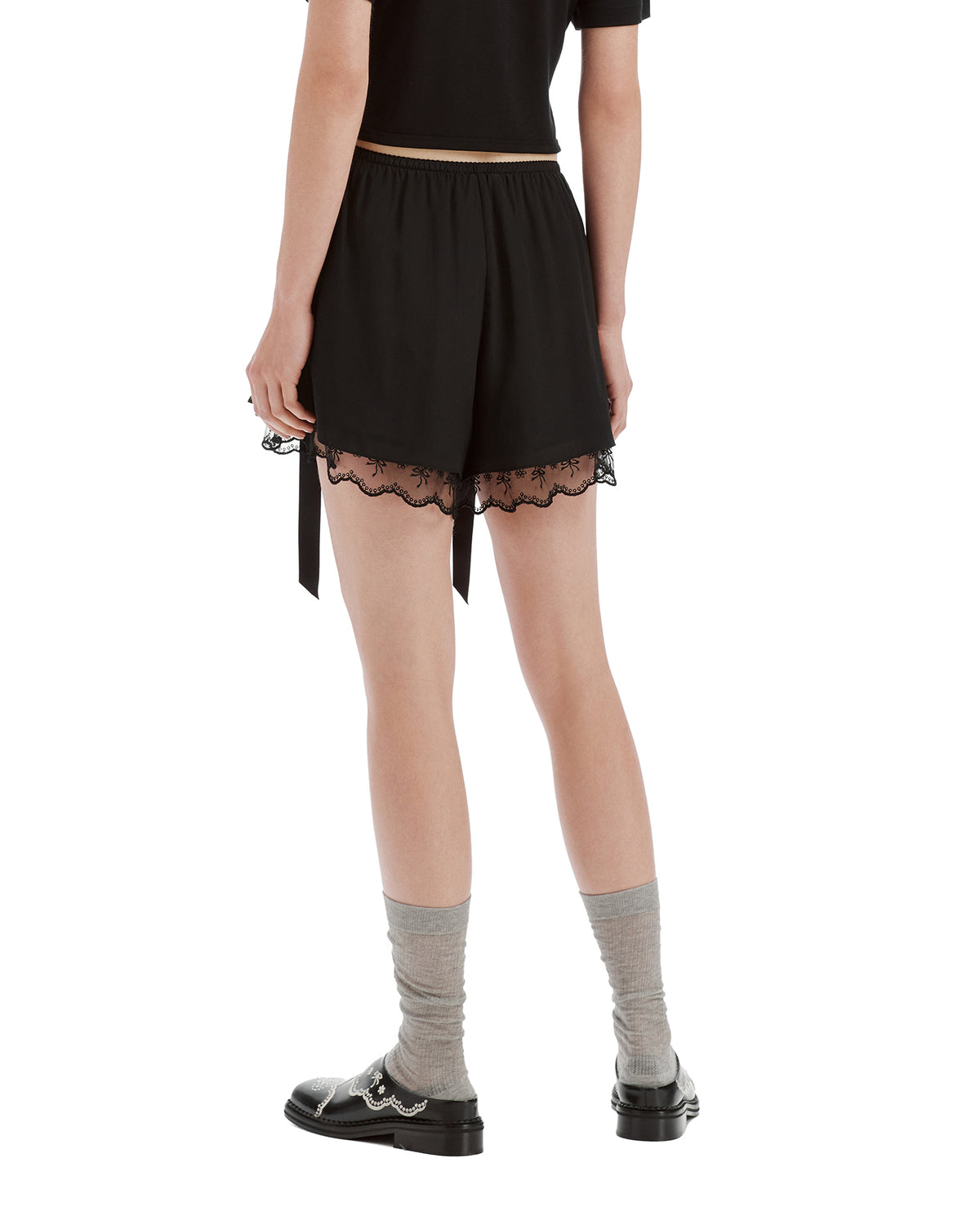 Lace trim negligee shorts