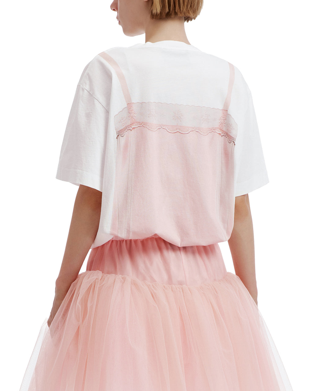 Lace cami print tee