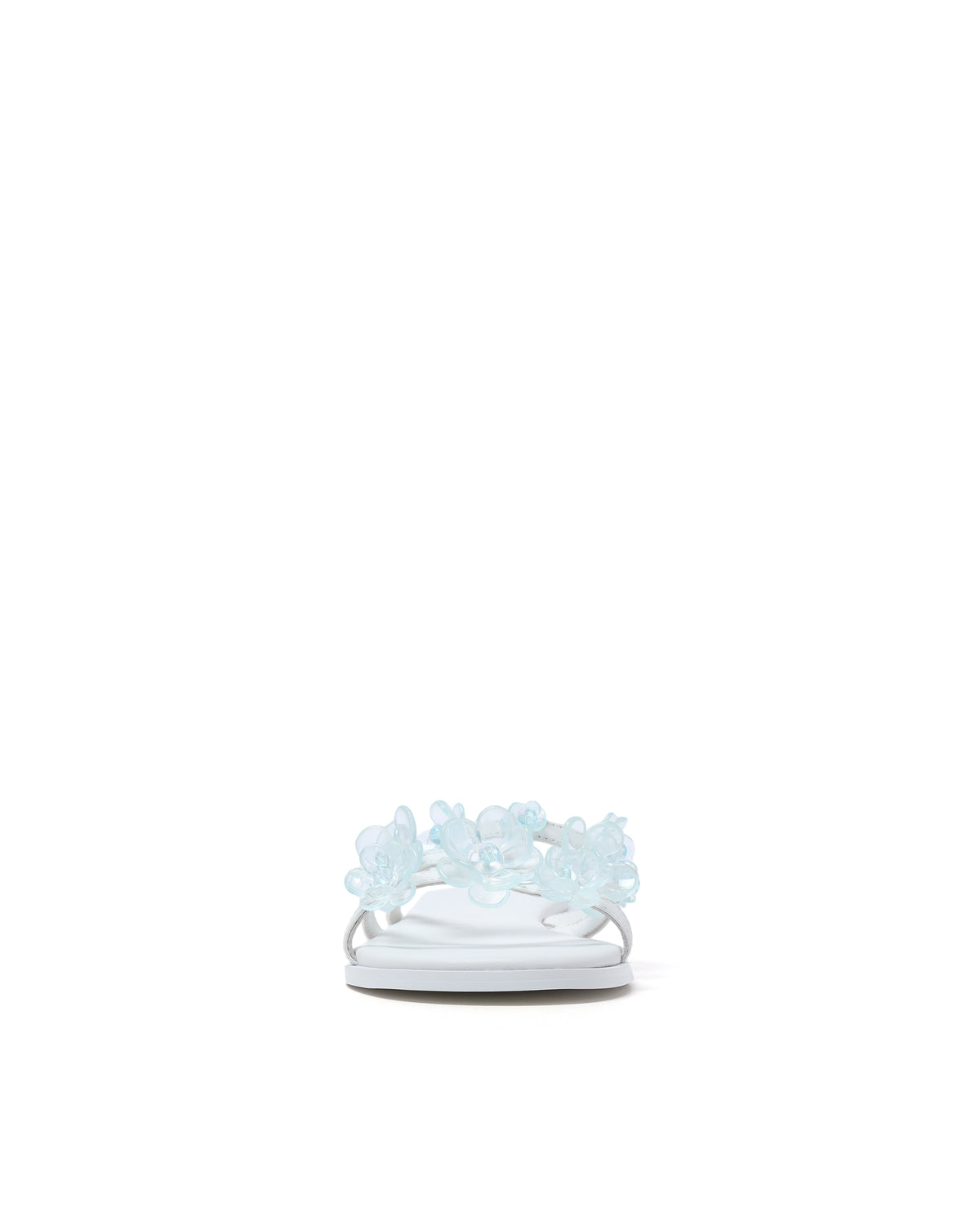 Floral appliques slip-on sandals