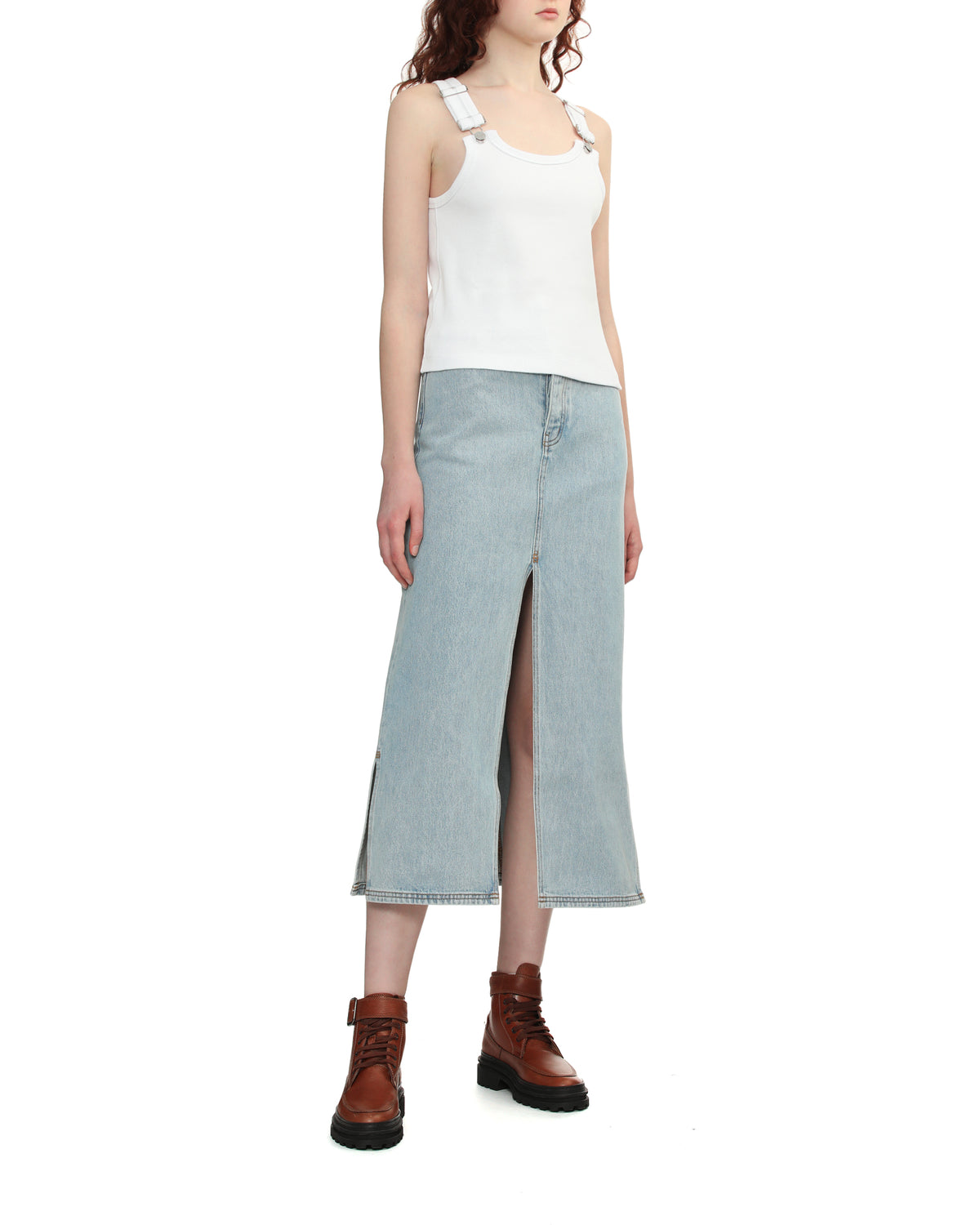 Denim midi skirt