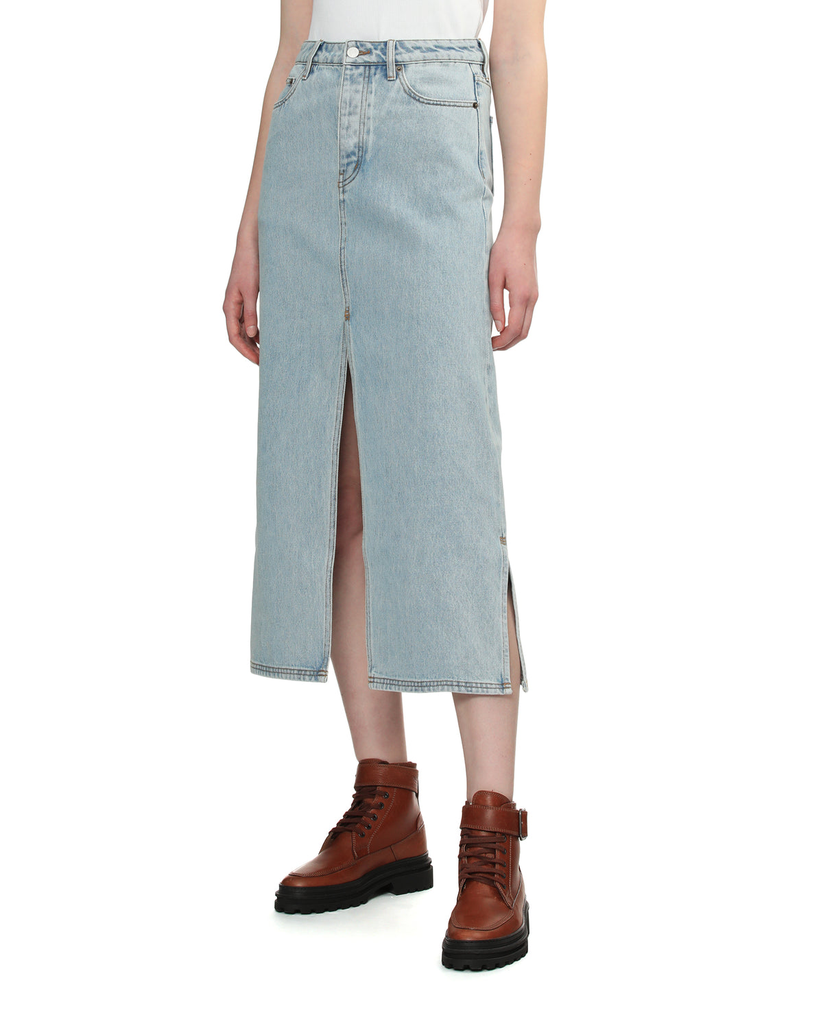 Denim midi skirt