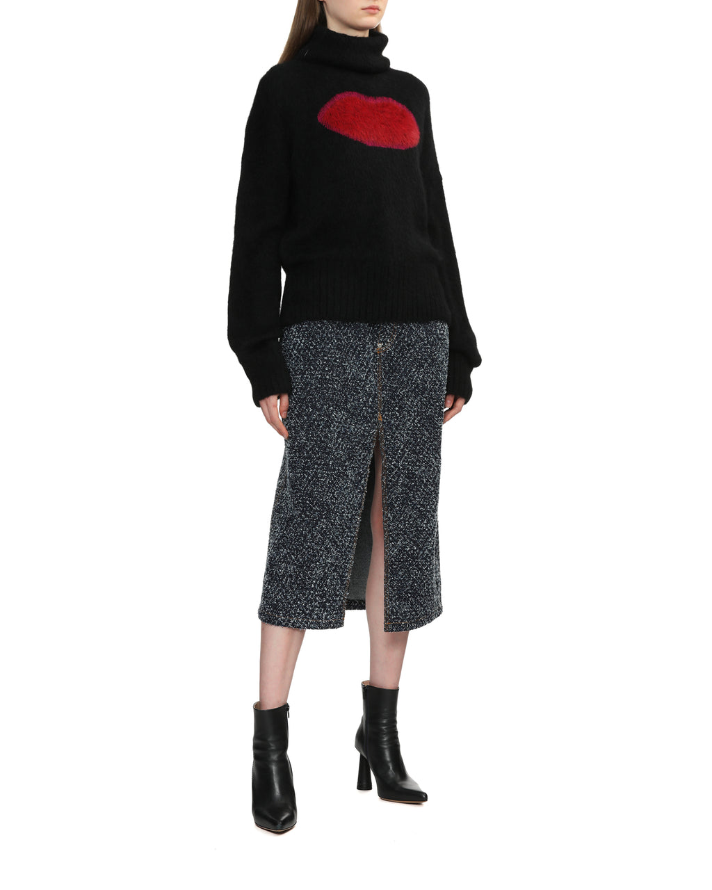 Lips graphic turtleneck jumper