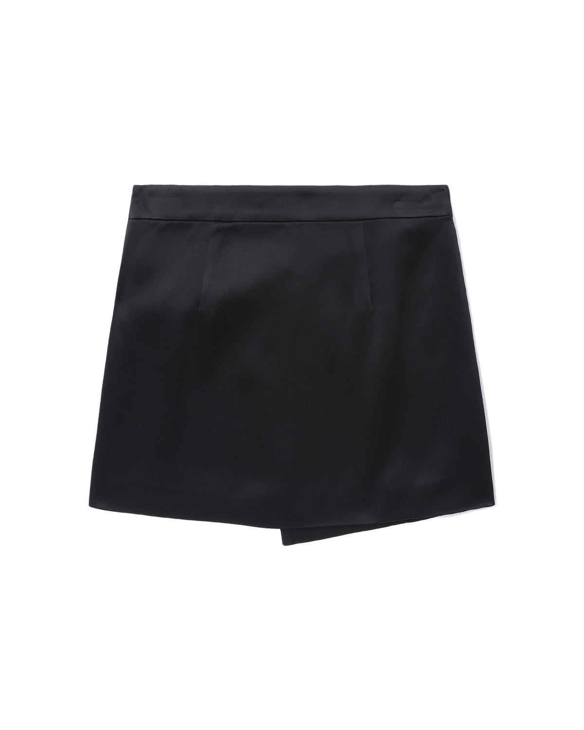 Bird crest print satin wrap mini skirt