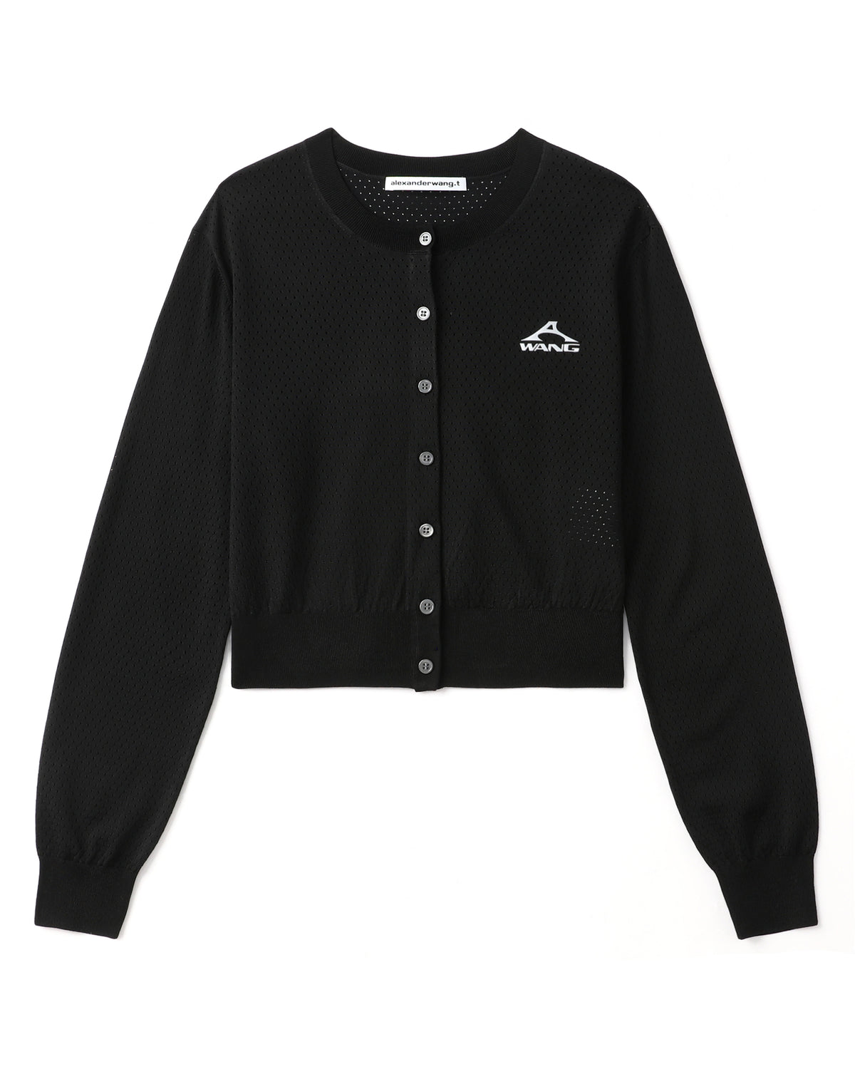 Cropped athletic mesh cardigan