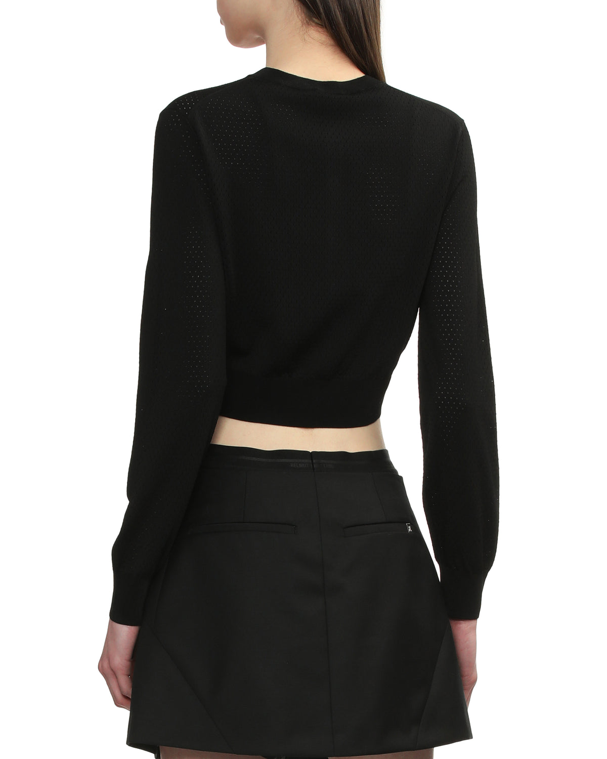 Cropped athletic mesh cardigan