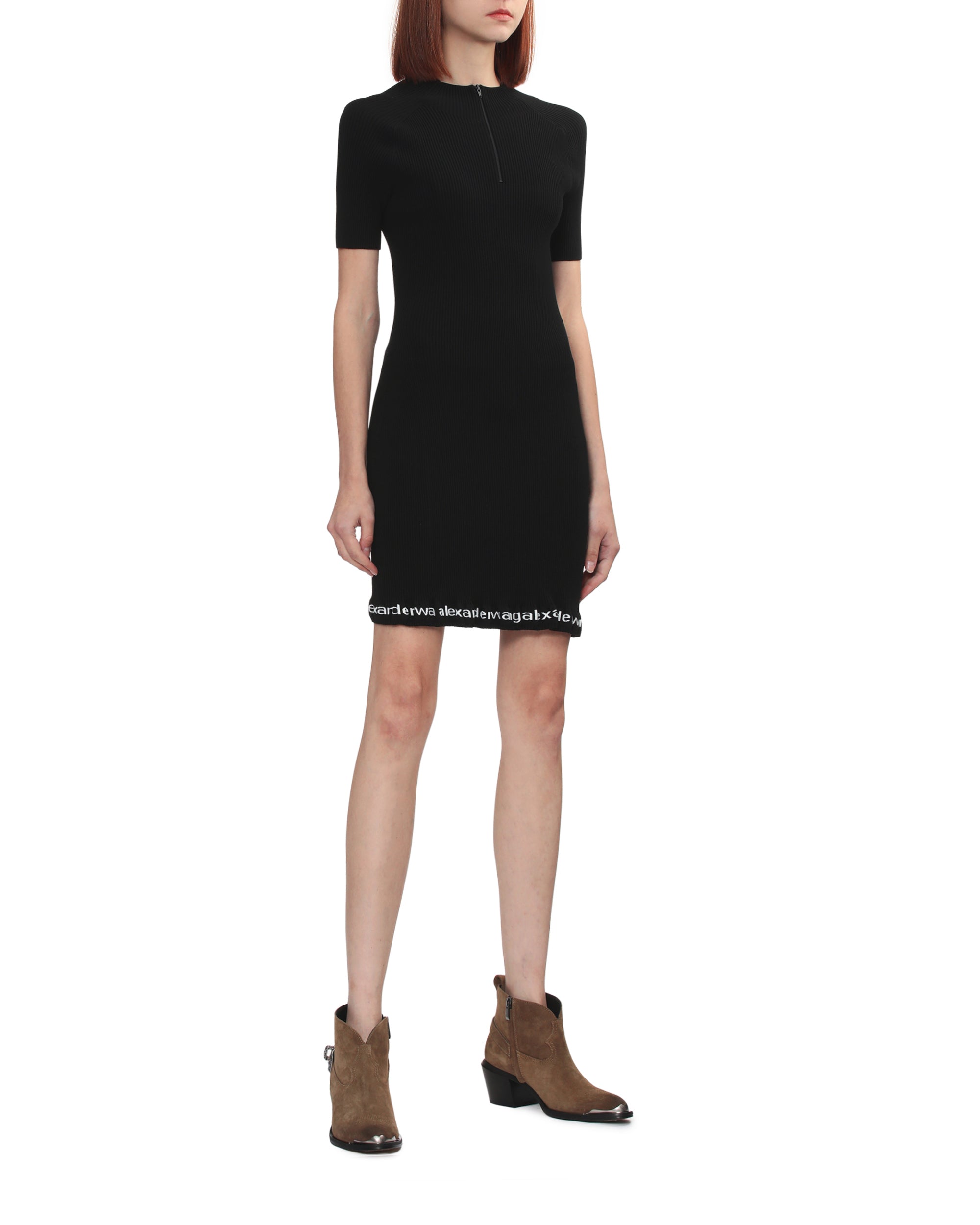 Ribbed short-sleeve dress