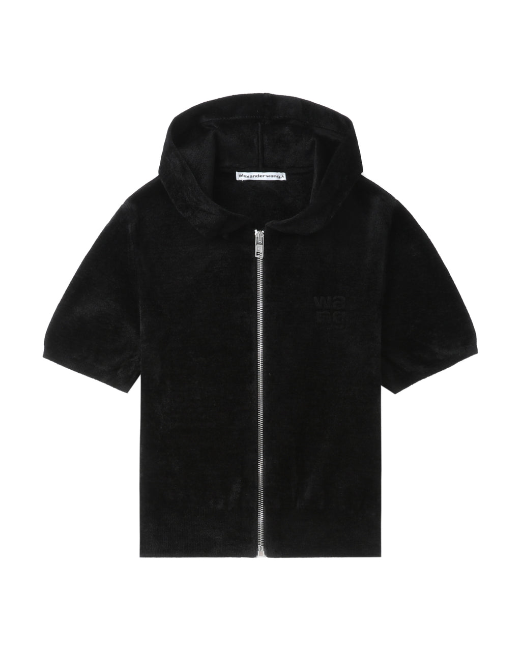 Cropped short sleeve logo hoodie