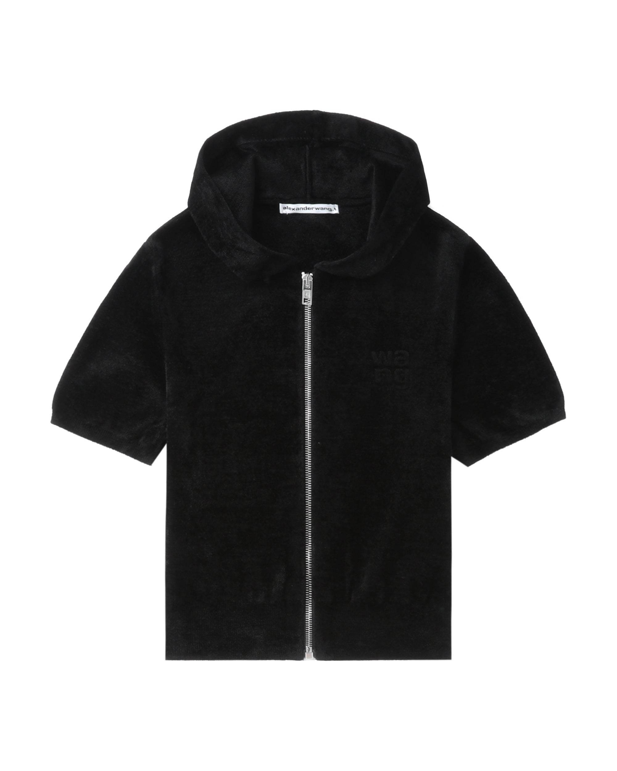 Cropped short sleeve logo hoodie