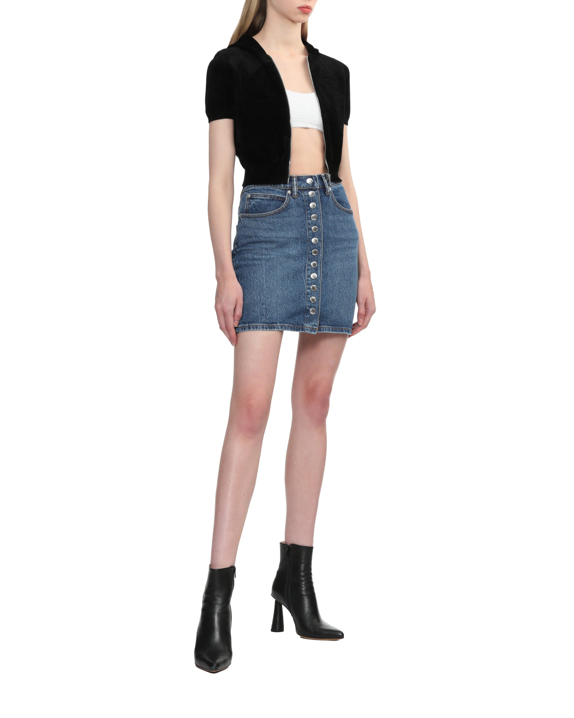 Cropped short sleeve logo hoodie