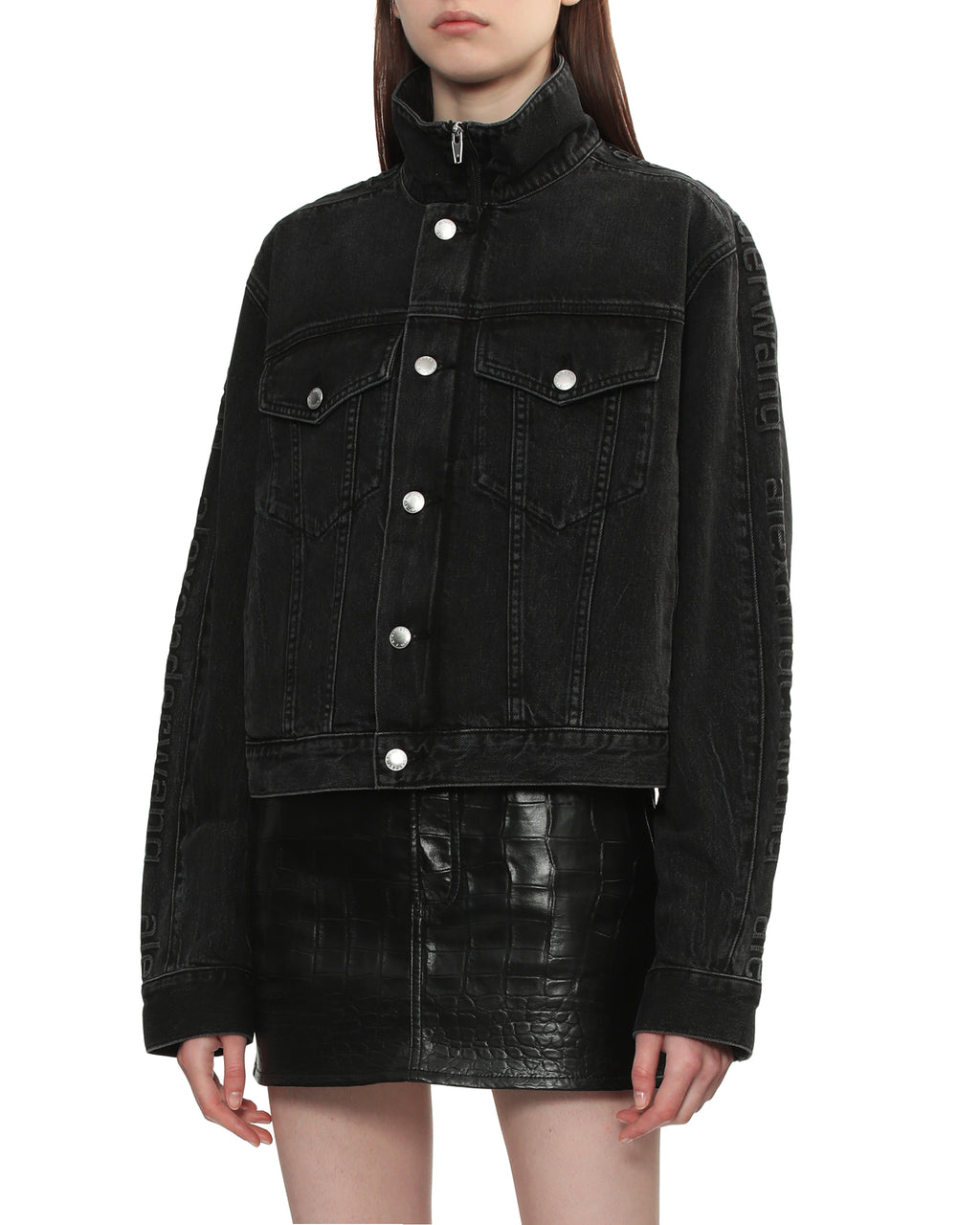 Logo embossed denim jacket