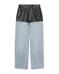 Leather stacker denim jeans