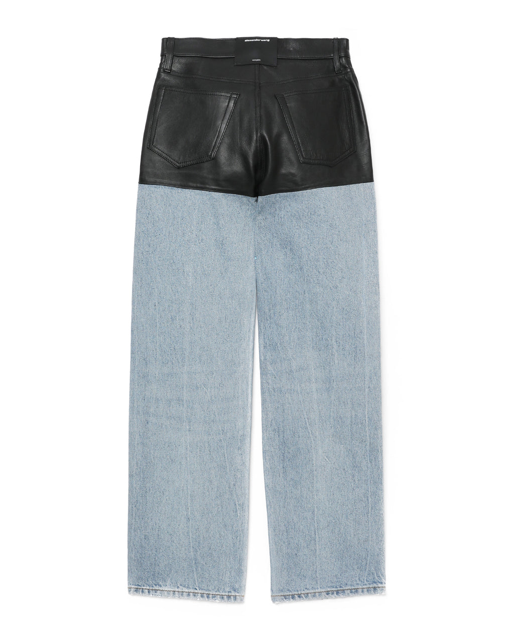Leather stacker denim jeans